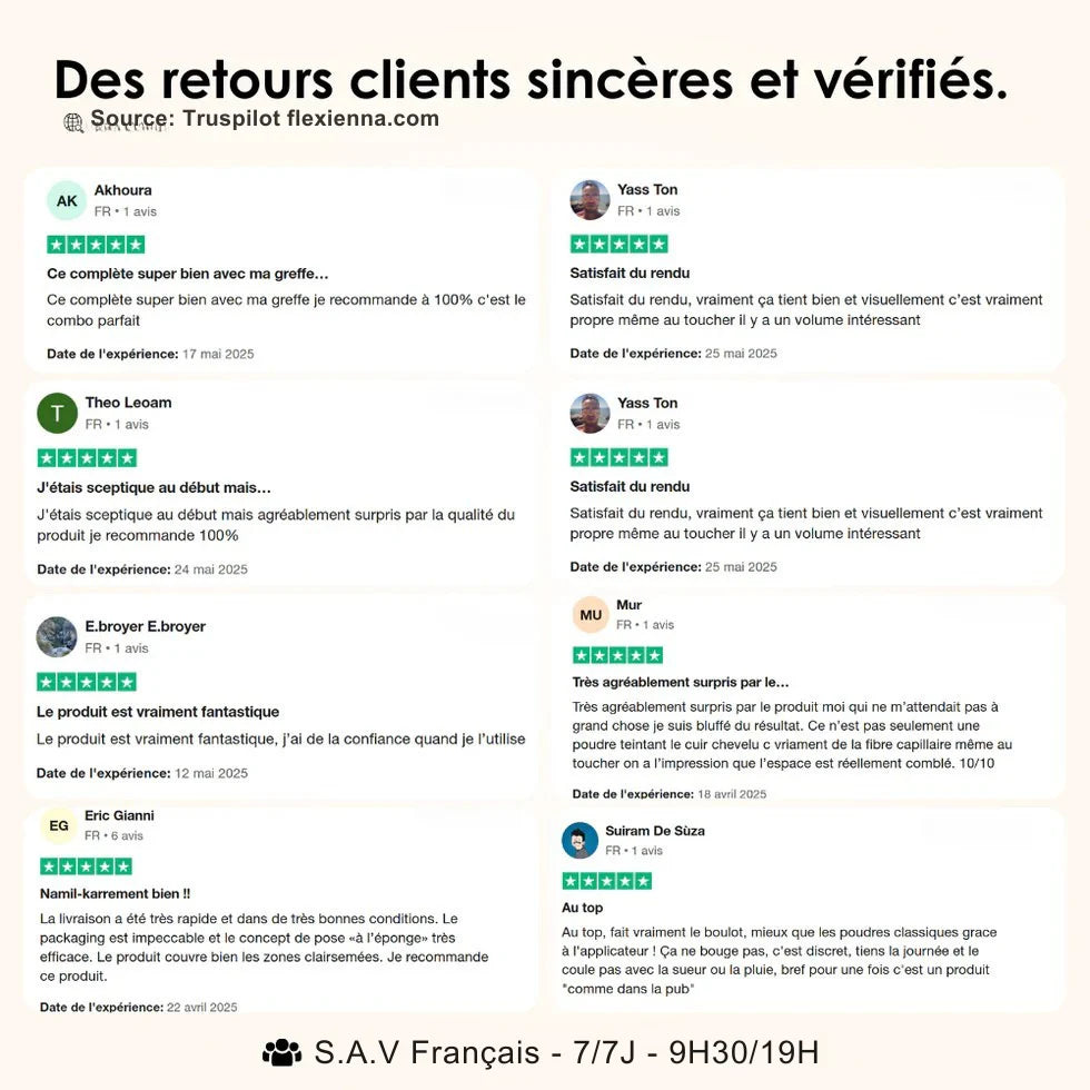 Poudre Capillaire Flexienna™ – Camouflez instantanément les zones sans cheveux