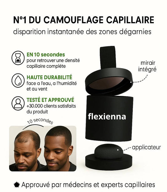 Poudre Capillaire Flexienna™ – Camouflez instantanément les zones sans cheveux