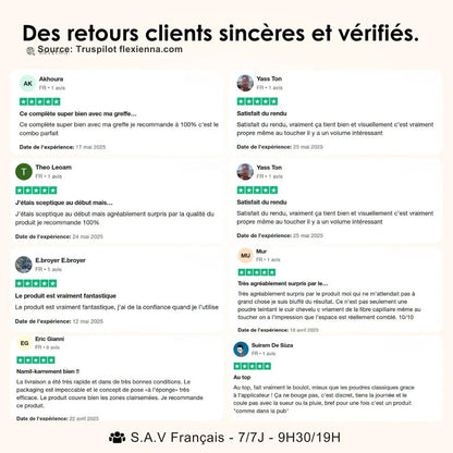 Poudre Capillaire Flexienna™ – Camouflez instantanément les zones sans cheveux