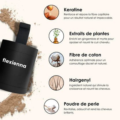 Poudre Capillaire Flexienna™ – Camouflez instantanément les zones sans cheveux